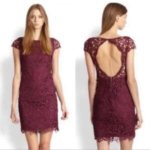 Alice + Olivia Clover Lace Burgundy Mini Dress